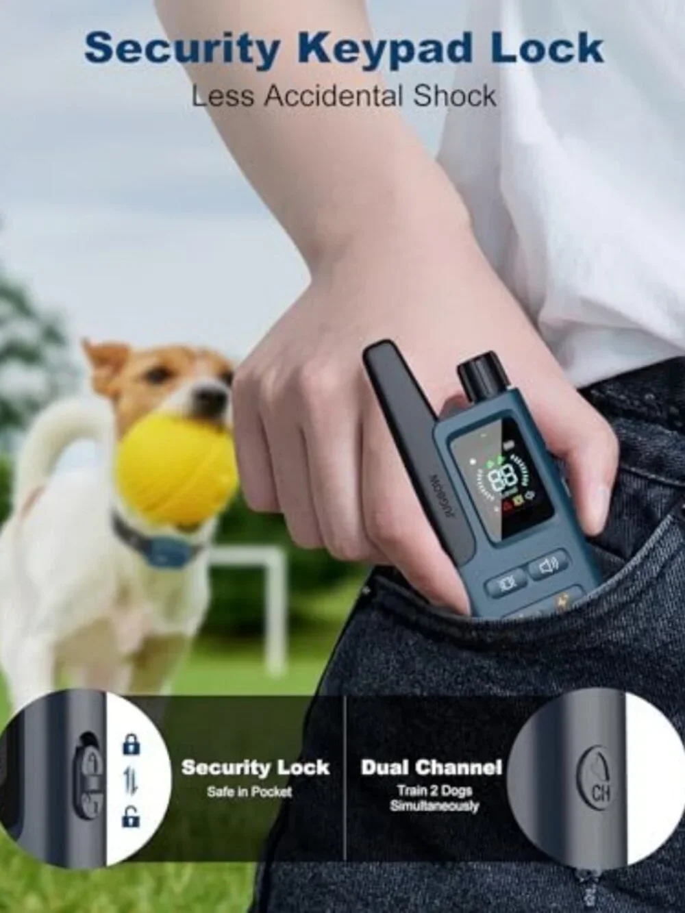4500FT Waterproof Dog Training Collar with Remote, 4 Modes, Rechargeable eCollar